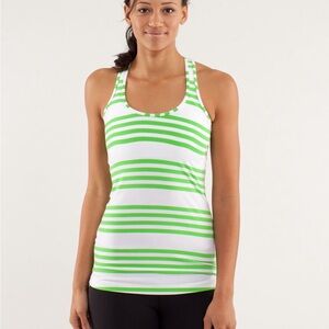 lululemon athletica Green and White Striped Tank Top